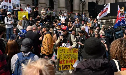 Rally against the Voice referendum to parliament in Melbourne (Photo: Reuters)
