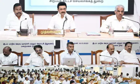 CM Stalin at 'Kala Aaivil Mudhalvar' (Chief Minister's field visit) scheme meeting