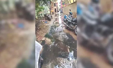 Sewage stagnated at Nakkeeran Street.