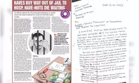 Application for treatment by a prison inmate (right)
