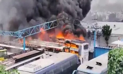 Visuals from the bus depot in Bengaluru (ANI)
