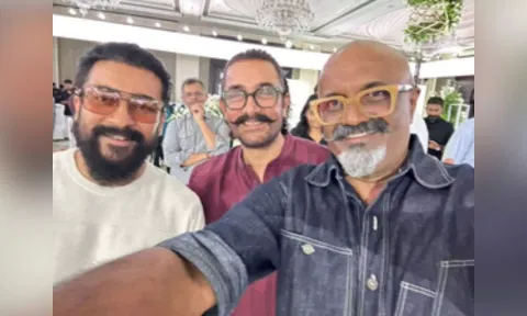 &nbsp;Suriya with Aamir Khan and Ravi K Chandran.