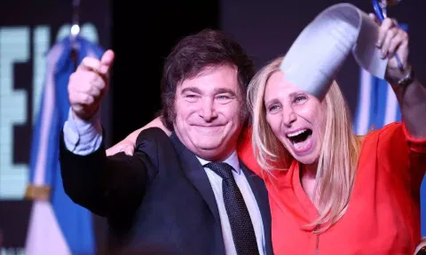 Argentine presidential candidate Javier Milei and his sister Karina Milei&nbsp;