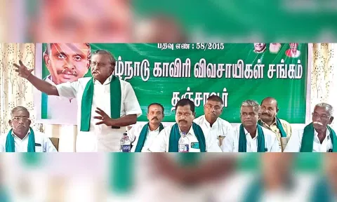 PR Pandian addressing Delta farmers in Thanajvur on Saturday
