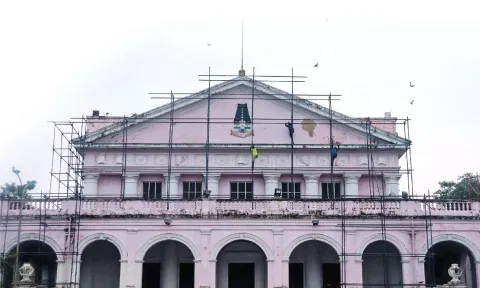 Restoration works under way at Rajaji Hall