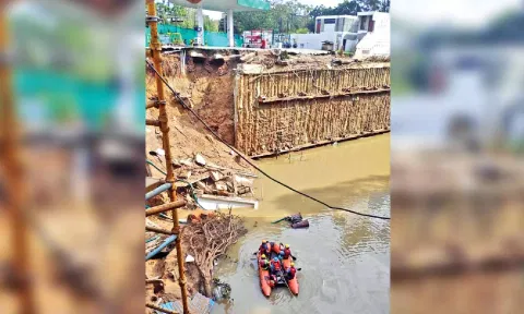 Rescue mission under way at the mishap spot on Thursday