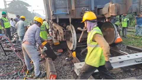 Goods train derailed near Paranur railway station on Sunday night