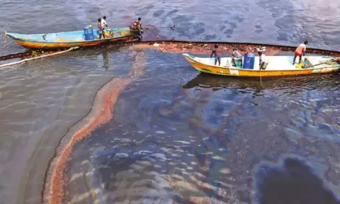 Oil Spill in Ennore (Photo: Hemanathan M)

