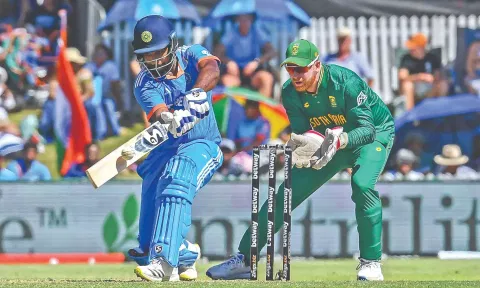 Sanju Samson plays a shot during his knock of 108.