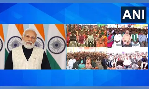 Prime Minister Narendra Modi interacted with the beneficiaries of the Viksit Bharat Sankalp Yatra via video conferencing on Wednesday. (ANI)