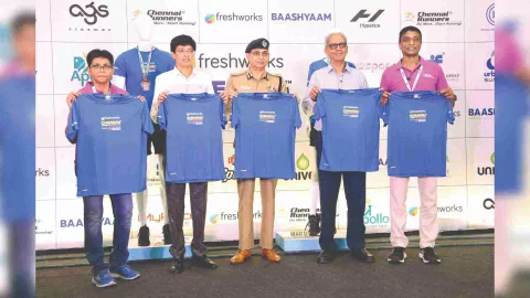 The Chennai Runners and Freshworks Inc launched the official T-shirt, medals for the participants&nbsp;