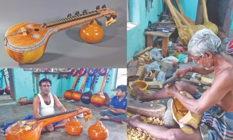 Thanjavur Veena; artisans making the Veena in Thanjavur