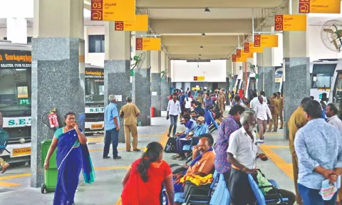 Passengers at the newly opened terminus on Tuesday