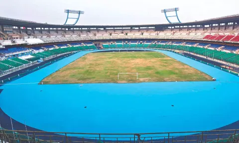 New blue track at Jawaharlal Nehru Stadium