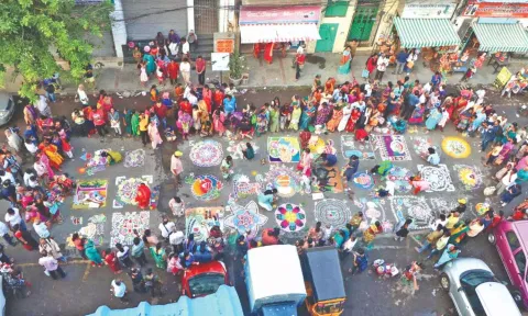 The kolam competition that was held last year drew a large number of participants who displayed their creative prowess