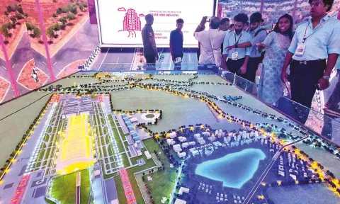 Model of proposed Parandur greenfield airport displayed at the GIM 2024