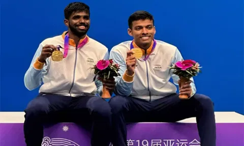 Badminton players Satwiksairaj Rankireddy and Chirag Shetty (ANI)