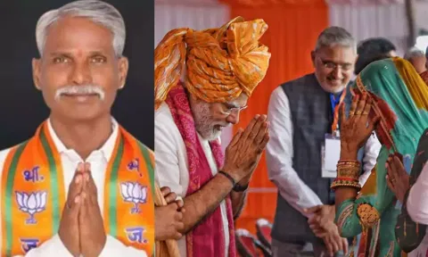Rajasthan minister Babulal Kharadi; Prime Minister Narendra Modi (Photo: Daily Thanthi)
