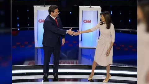 Former UN Ambassador Nikki Haley, Florida Gov. Ron DeSantis (AP)
