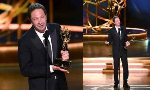 Ebon Moss-Bachrach wins Emmy Award for Outstanding Supporting Actor in a Comedy Series for ‘The Bear'. (X/@TelevisionAcademy)