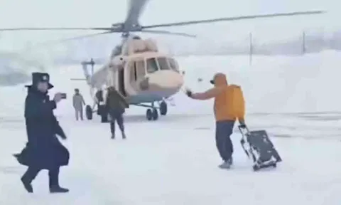 Tourists being airlifted to safety by helicopter (Reuters)&nbsp;