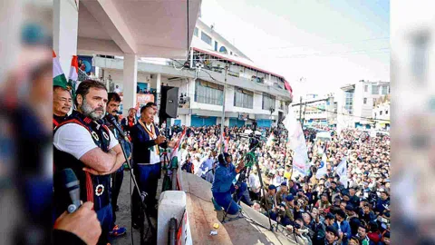 Rahul Gandhi taking part in Bharat Jodo Nyay Yatra in Nagaland (Photo/ANI)