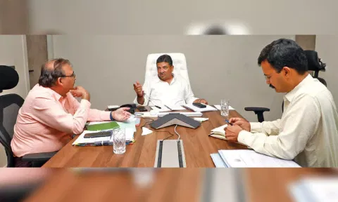 IT minister PTR and officials at a review meeting
