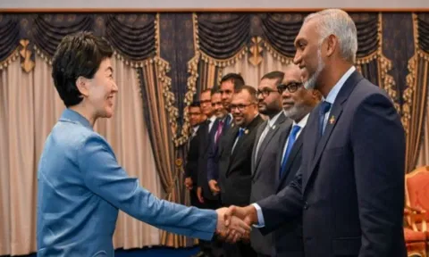 Vice Minister of International Department of CCP Sun Haiyan, Maldivian President Mohamed Muizzu (ANI)