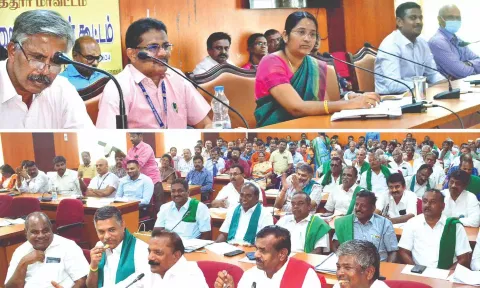 Farmers at the grievance meet in Coimbatore