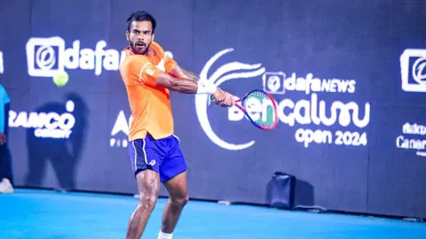Sumit Nagal in action&nbsp;