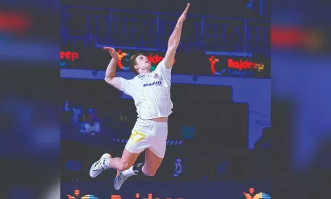 Max Senica in action during a match