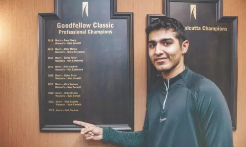 Abhay Singh poses at Goodfellow wall of fame
