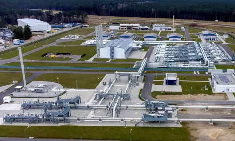 Pipes at the landfall facilities of the ‘Nord Stream 2’ (AP)&nbsp;