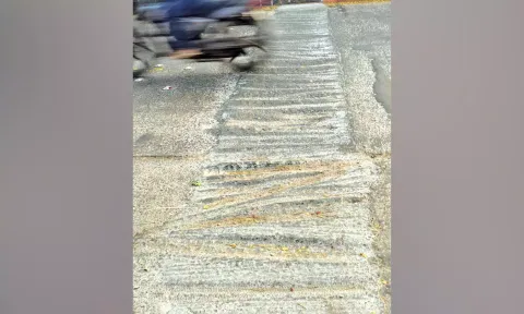 The uneven speed breaker laid near the Kilpauk Water Tank