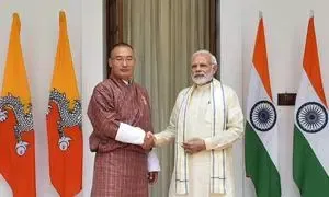 Bhutan Prime Minister Dasho Tshering Tobgay with Prime Minister Narendra Modi