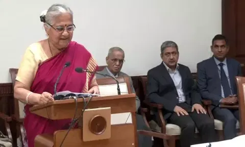 Sudha Murty taking oath as Rajya Sabha member