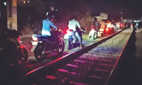 Some two-wheeler commuters began riding along the tracks