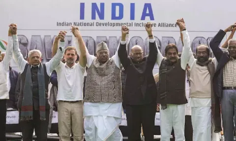 INDIA bloc leaders to hold rally against Arvind Kejriwal's arrest (Credits: PTI)