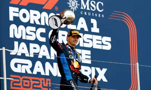 Max Verstappen at the podium of the Japanese Grand Prix (Reuters)&nbsp;