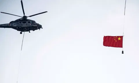 Chinese Flag with Military Helicopter (ANI)