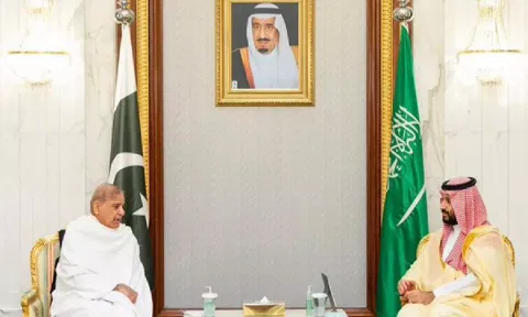 Pakistan PM Shehbaz Sharif, Saudi Arabia's Crown Prince Mohammed bin Salman Al Saud 