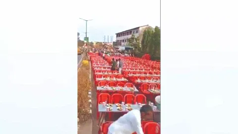 &nbsp;Tables and chairs blocking a road for an Iftar get-together has gone viral
