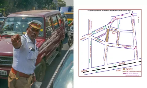 Traffic Diversion map for EVK Sampath Road