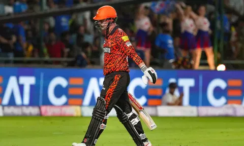 Travis Head walks to the dugout after getting out (PTI)