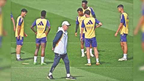 Carlo Ancelotti during a training session ahead of big match