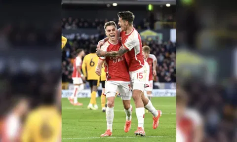 Arsenal players celebrates after a goal (IANS)