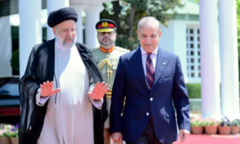 Iranian President Ebrahim Raisi &amp; Pakistan Premier Shehbaz Sharif (IANS)