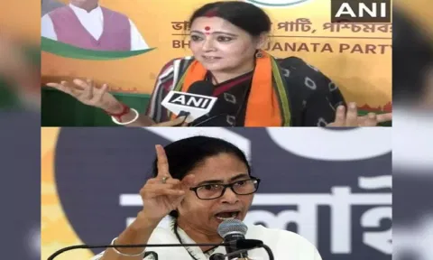 BJP leader Agnimitra Paul and West Bengal CM Mamata Banerjee (ANI)