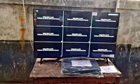 The monitoring screen that went blank at Ooty Government Polytechnic College in The Nilgiris on Saturday