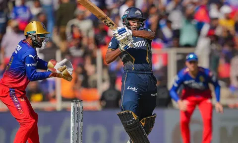 Sai Sudharsan during the match (PTI)&nbsp;